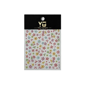Stickers à ongles coréens avec motifs de fleurs colorées à cinq pétales pour le printemps