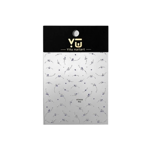 Autocollants nail art style français aux pétales violets et strass argentés, YT7419 Pro