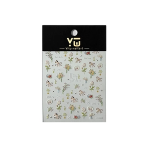 3D embossed floral nail stickers featuring cute ponies and spring garden designs YT8029