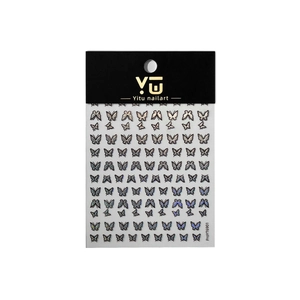 Holographic butterfly nail art sticker sheet with various laser butterfly patterns