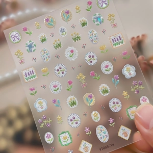 3D embossed floral nail art stickers with tulip and sunflower patterns YT8051