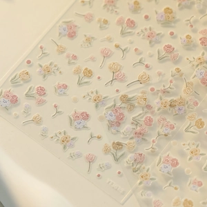 Floral tulip nail art stickers with hand-painted rose designs and adhesive backing