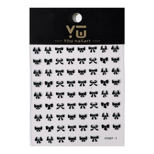 3D embossed black ribbon bow nail art stickers set for DIY manicure decoration YT497