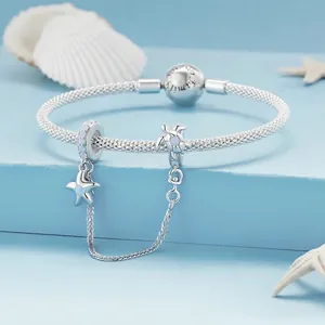 S925 sterling silver sea world bracelet with starfish and turtle charms for women