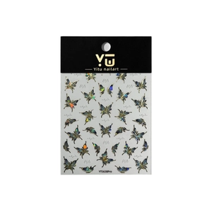 Bronzing butterfly nail stickers with holographic laser effect and iridescent finish