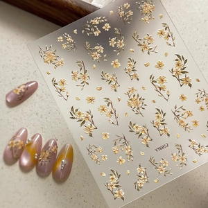 Adesivi per Unghie con Fiori Gialli in Rilievo 5D Motivo Floreale Pastorale Dolce Adesivo per Manicure Donna Decorazione