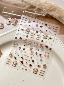 Detail of YT6952 nail art stickers featuring vintage cartoon rabbits and bears