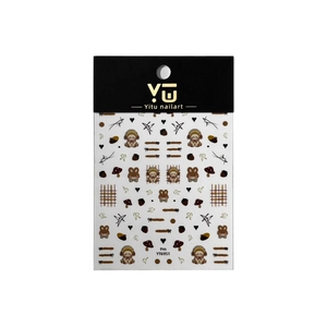 Flat cartoon rabbit and dog nail art stickers in vintage hand-drawn style YT6951