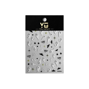 5D embossed Halloween nail stickers with ghosts, bats, and spiders, model YT6760