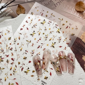 Autumn Maple Leaf Nail Art Stickers Retro Forest Plant Berry Design Matte Semi-Transparent DIY Manicure Decoration