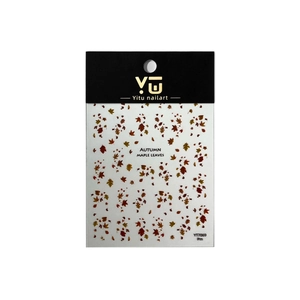 Autumn maple leaf nail art stickers set with red and yellow leaf patterns model YT7069