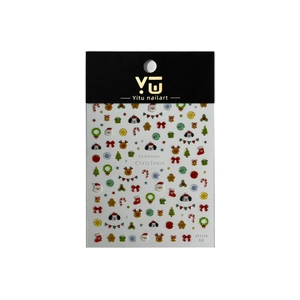 3D Christmas nail art stickers with Santa Claus reindeer and snow patterns for DIY manicure