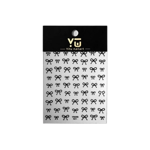 3D embossed crystal nail art stickers featuring elegant black bow patterns and ribbons