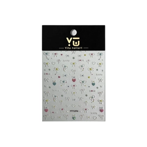 3D embossed nail art stickers with colorful bows and hearts in macaron pearl finish