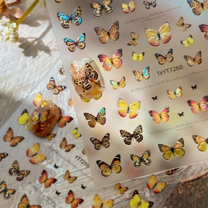 3D Relief Realistic Butterfly Nail Art Stickers Holographic Laser Self Adhesive Butterfly Decals For Women DIY Manicure