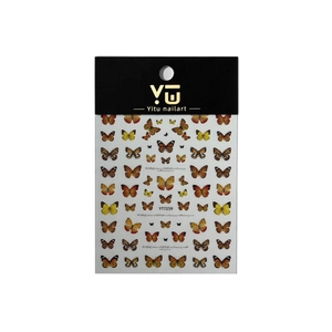 3D realistic butterfly nail art stickers in yellow and orange tones with YT7259 design