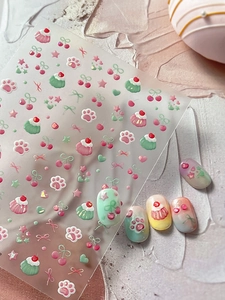 Détails d'autocollants 3D pour ongles motif patte de chat et cerise pour décoration DIY