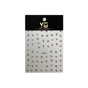 Pink floral gold-stamped nail art stickers with YT6815Pro floral petal designs