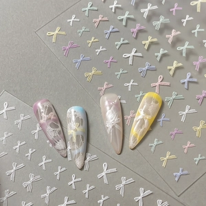 Embossed Bow Nail Art Stickers Lace Texture Butterfly Knot Self Adhesive Nail Decals For Women DIY Manicure Decoration