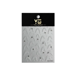 Adesivi per unghie in mesh 3D bianco con strass per un'elegante manicure in stile francese