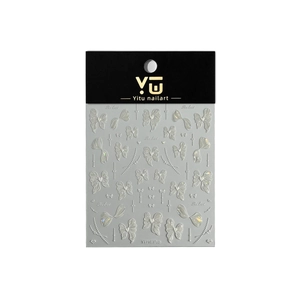 Stickers nail art nœuds blancs nacrés en relief 3D pour des manucures douces et élégantes