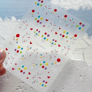 Colorful balloon and firework nail art stickers with sweet 3D jelly effect style