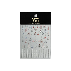 Autocollants nail art de Noël avec motifs de flocons de neige argentés et bonhomme