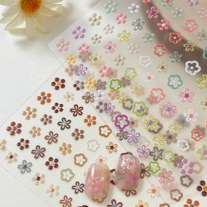 3D Embossed Flower Nail Art Stickers Bronzing Gold Silver Floral Daisy Self Adhesive Manicure Decoration For Women DIY Nails