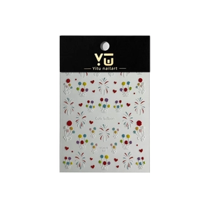 6D embossed jelly balloon and fireworks nail stickers with cute 3D heart motifs