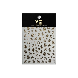 Autocollants 3D dorés pour ongles, chien ballon, cœurs et lettres, modèle YT7009