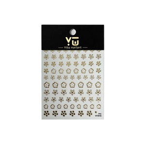 Minimalist 3D gold flower nail art stickers YT7018 with elegant floral patterns