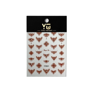 Baroque lace style nail art stickers in deep red with silver pearls design