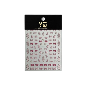 3D relief nail art stickers featuring pink bows, hearts and bears in retail packaging