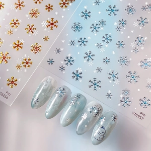 5D Relief Snowflake Nail Art Stickers Embossed Metallic Christmas Winter DIY Manicure Decals For Women Nails Decoration