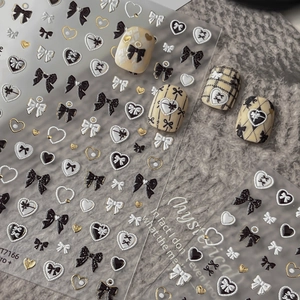 3D Embossed Bow Knot Heart Nail Stickers Gold Bronzing Jelly DIY Nail Art Decoration Decals Elegant Manicure Accessories