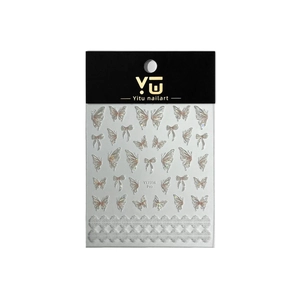 Iridescent 3D butterfly nail art stickers with lace patterns and pearlescent finish