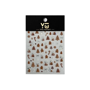 Christmas nail art stickers featuring gold embossing, gingerbread man and snowflake patterns