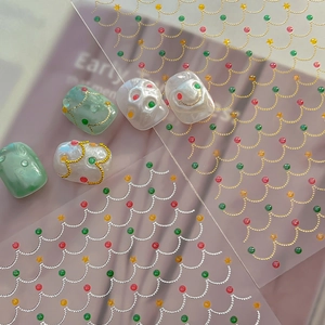 Christmas Nail Art Stickers Gold Silver Hot Stamping French Style Wave Lines Star Decorative Self Adhesive Nail Decals For Women Manicure