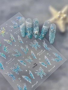 Détails des autocollants à ongles papillon bleu avec étoiles de mer et perles 3D marine