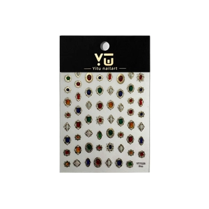 Adesivi per nail art vintage con lamina d'oro e motivi di pietre preziose colorate