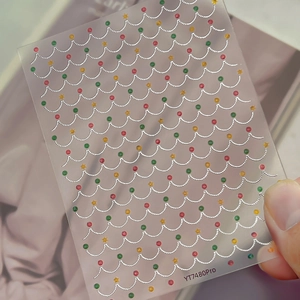 French minimalist Christmas nail stickers with gold stars and wavy lines YT7480Pro