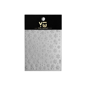 5D embossed snowflake nail stickers for Christmas white relief nail art decals YT7369