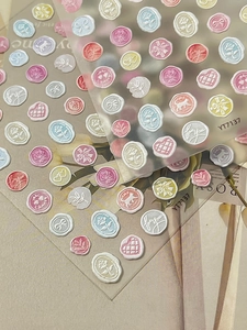 Detail view of 3D embossed nail stickers YT7137 with pink roses and cat patterns