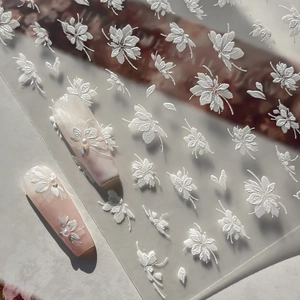 Autocollants à Ongles Floraux en Relief 5D PVC Élégant Papillon Fleur Design pour Femme Manucure DIY Décoration Ongles