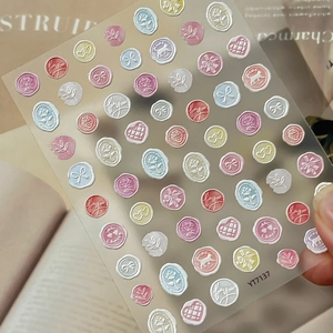 Embossed pink rose stamp nail art stickers and floral seals for scrapbooking