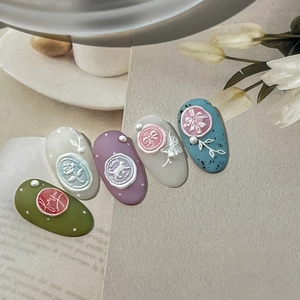 French relief 3D rose and butterfly embossed nail art stickers in vintage stamp style