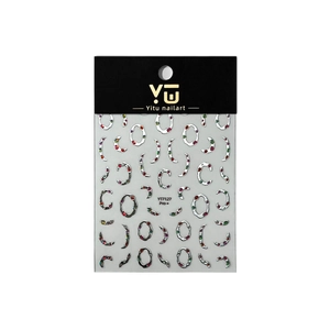 Stickers à ongles dorés métallisés style français avec gemmes colorées sur fond blanc