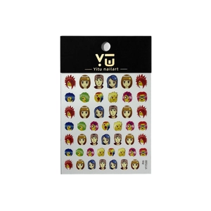 Funny anime expression nail art stickers set YT7550 with various colorful character faces