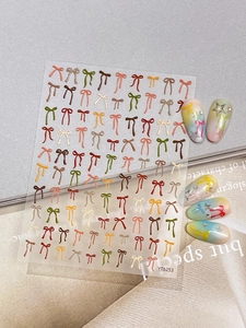 Autocollants 3D gaufrés pour ongles en forme de nœud avec effet de dégradé élégant