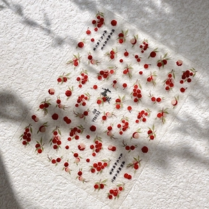 Jelly Lychee nail art stickers with red berry motifs and Chinese calligraphy designs